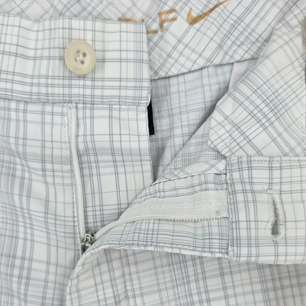 Nike Golf Mens 40x32 Plaid Pants Gray White Straight Leg Stretch RN56323